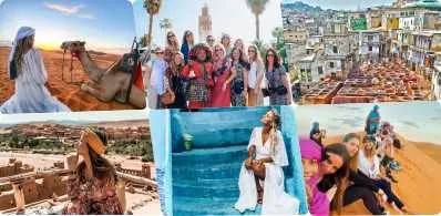 A collage pictures of 3 days Marrakech to Fes desert tour