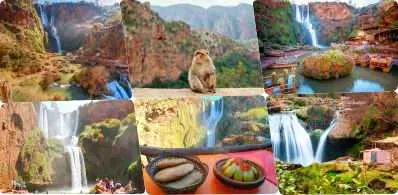 A collage pictures of Ouzoud Waterfalls