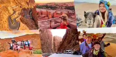 A collage pictures of 3 days Marrakech to Merzouga