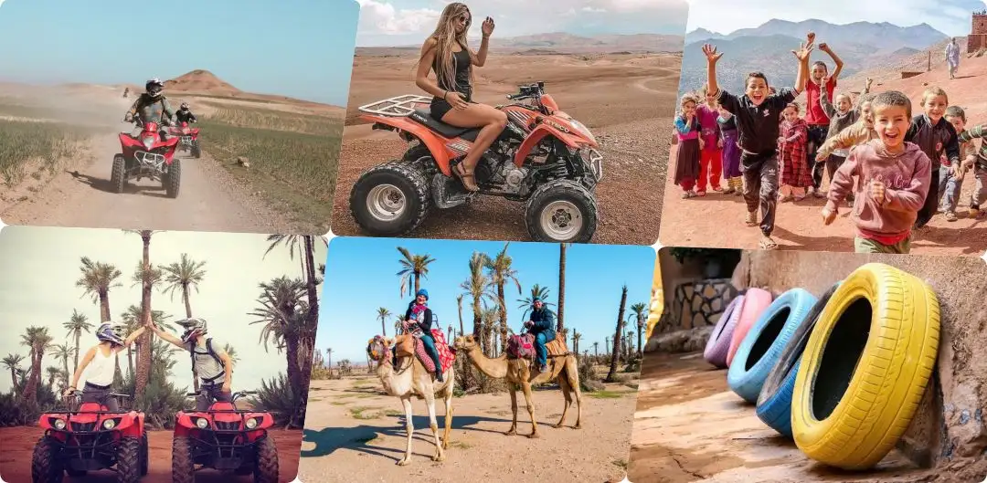 a collage pictures of Activity Quad biking in marrakech palmeraie